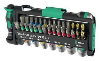 WERA 05049055001 Tool Set, Very Compact, 28x Bits, Bit Ratchet, Screwdriver, Bit Holder/Adaptor, 7x Socket, 39-Pieces