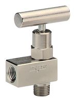 NOSHOK 102-MFAS-HL3 Needle Valve, 10000 psi, 1/4" NPT, Male/Female Angled Thread, 1" Round Knurled Handle, 100 Series