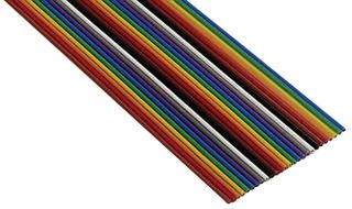 3M 3811/10 Ribbon Cable, Color Coded Flat, Zippable, Unshielded, 10 Conductor, 26 AWG, 100 ft, 30.48 m