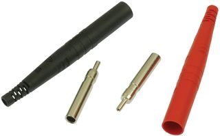 POMONA 6384-02 Banana Test Connector, Jack, Cable Mount, 15 A, 1.5 kV, Nickel Plated Contacts, Black, Red