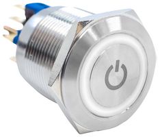E-SWITCH PV7F2Y0SS-303-M01 Vandal Resistant Switch, 6V LED, PV7 Series, 0.87 ", SPDT-DB, Off-(On) / On-(Off), Round Flat