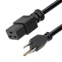 L-COM OWN515C19-15-6F Cable de Alimentación, NEMA 5-15P a IEC 60320 C19, 1.83 m, 15 A, 125 V, Negro