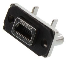 AMPHENOL COMMUNICATIONS SOLUTIONS MUSBB551N0 USB Connector, Mini USB Type B, USB 2.0, Receptacle, 5 Positions, Panel PCB Mount, Vertical