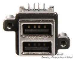 AMPHENOL COMMUNICATIONS SOLUTIONS MUSBC111M0 USB Stacked Connector, USB Type A, USB 2.0, 8 Positions, Right Angle, Phosphor Bronze