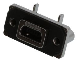 AMPHENOL COMMUNICATIONS SOLUTIONS MUSBE55100 USB Connector, Mini USB Type AB, USB 2.0, Receptacle, 5 Positions, Through Hole Mount, Vertical