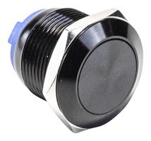 E-SWITCH PV1F24011 Vandal Resistant Switch, PV1 Series, 19 mm, SPST-NO-DM, Off-(On), Round Flat, Black, Anodized