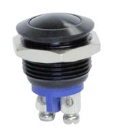 E-SWITCH PV2S64011 Vandal Resistant Switch, PV2 Series, 16 mm, SPST-NO DM, Off-(On), Round Domed, Black, Anodized