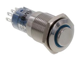 E-SWITCH PV3WH2B0SS-343 Vandal Resistant Switch, RI, 6V LED, PV3 Series, 0.63 ", SPDT, On-(On), Round Raised, Natural