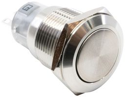 E-SWITCH PV4F2B0SS Vandal Resistant Switch, PV4 Series, 19 mm, SPDT, On-(On), Round Flat, Natural