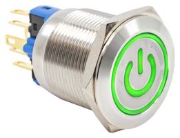 E-SWITCH PV7F2T0SS-331-M03 Interruptor (Switch) Antivandalismo, Iluminación de anillo, PV7 Series, 0.87 ", SPDT-DB