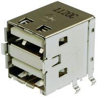 MOLEX 67298-4090 USB Stacked Connector, USB Type A, USB 2.0, 4 Positions, Right Angle, Phosphor Bronze