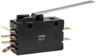 ZF 0E19-50H0 Interruptor Microswitch, Snap Action, Palanca con Bisagra, DPDT, Conexión Rápida, 15 A