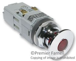 IDEC AYLD39911DN-G-24V Interruptor para Paro de Emergencia, SPDT-1NO, SPDT-NC, Push - Pull, Tornillo, 10 A, 600 V, 220 V