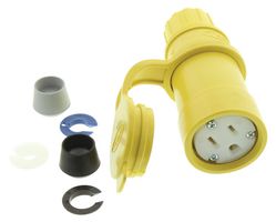 HUBBELL WIRING DEVICES HBL15W47 Power Entry Connector, Power Entry, 15 A, Yellow, PVC (Polyvinylchloride) Body, 125 V