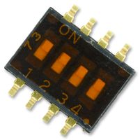 E-SWITCH KAN1104RT Interruptor DIP / SIP, Deslizador Empotrado, 4 Circuitos, Empotrado, Surface Mount, SPST-NO, 24 V