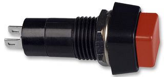 E-SWITCH PS1023ARED Vandal Resistant Switch, SPST-NO, Red, PS1023 Series, Off-(On), Non Illuminated, Solder Lug