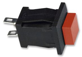 E-SWITCH PS1057ARED Vandal Resistant Switch, SPST-NO, Red, PS1057 Series, Off-(On), Non Illuminated, Solder Lug