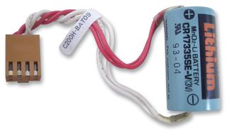 OMRON INDUSTRIAL AUTOMATION C200HBAT09 Rechargeable Battery, 3 V, Lithium, 1.7 Ah, Wire Leads, 1