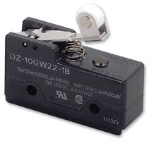 OMRON INDUSTRIAL AUTOMATION DZ-10GW22-1B6 Microswitch, Snap Action, Short Hinge Roller Lever, DPDT, Screw, 10 A, 250 V