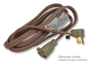 CAROL CABLE/GENERAL CABLE 00439.63.17 Mains Power Cord, NEMA 5-15P to NEMA 5-15R, 2.74 m, 15 A, 125 VAC, Beige