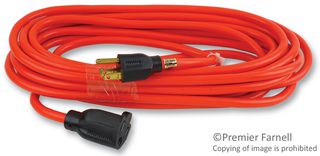 CAROL CABLE/GENERAL CABLE 03328.63.04 Mains Power Cord, NEMA 5-15P to NEMA 5-15R, 7.6 m, 15 A, 125 VAC, Orange