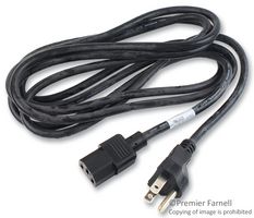 VOLEX 17661 Mains Power Cord, Shielded, NEMA 5-15P to IEC 60320 C13, 3 m, 10 A, 125 VAC, Black