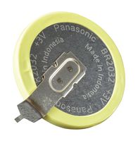 PANASONIC BATTERIES BR2032-1HE Battery, 3 V, 2032, Lithium, 200 mAh, PCB Pins, 1