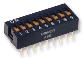 OMRON INDUSTRIAL AUTOMATION A6ER-3104 Interruptor DIP / SIP, Tecla de Piano, 3 Circuitos, Tecla de Piano, Through Hole, SPST, 24 V, 25 mA