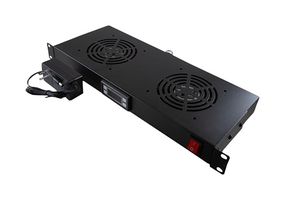 L-COM LC1UFNSH2TCUL12DC Unidad Vent, Montaje Rack, 2 Vent, 260.9 CFM, 12VCD, 1U, Acero, Negro, 1.75" H x 19" A x 6.69" F