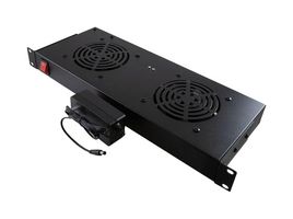 L-COM LC1UFNSH2UL12DC Unidad Vent, Montaje Rack, 2 Vent, 260.9 CFM, 12VCD, 1U, Acero, Negro, 1.75" H x 19" A x 6.69" F