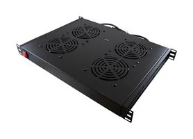 L-COM LC1UFNSH4ECUL Unidad Vent, Montaje Rack, AC-EC, 4 Vent, 397.68 CFM, 110VCA, 1U, Acero, Negro, 1.75" x 19" x 13"