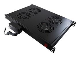 L-COM LC1UFNSH4UL12DC Unidad Vent, Montaje Rack, 4 Vent, 521.8 CFM, 12VCD, 1U, Acero, Negro, 1.75" H x 19" A x 13" F