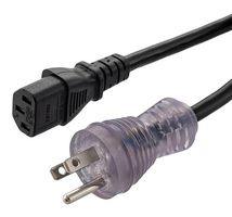 L-COM PCH01CZ8-LED-02F Cable de Alimentación, NEMA 5-15P a IEC 60320 C13, 4.78 m, 10 A, 125 V, Negro