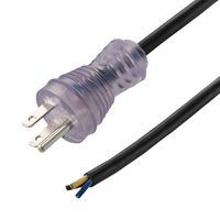 L-COM PCH06CZ8-LED-02F Cable de Alimentación, NEMA 5-15P a Extremo Libre, 4.78 m, 10 A, 125 V, Negro