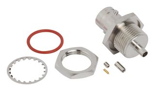 AMPHENOL RF 031-6993 Conector Coaxial / RF, BNC Coaxial, Jack Pasamuro Recto, Solder, Crimp, 50 ohm, 1.13mm Micro