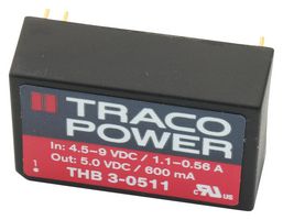 TRACO POWER THB 3-0511 Convertidor CD/CD Pasante Aislado, Medical, DIP, 2:1, 3 W, 1 Salida, 5 V