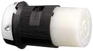 HUBBELL WIRING DEVICES HBL2343 Conector de Entrada de Potencia, Power Entry, 20 A, Negro, Blanco, Nylon (Poliamida), 480 V