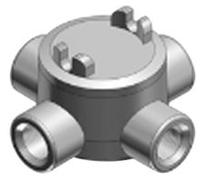 ABB - THOMAS & BETTS GUAX26-TB Conduit Fitting, Outlet Box with Aluminum Cover, GAUX, 3/4 ", 13.3 cu.in, Ductile Iron