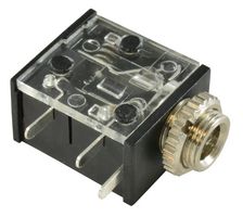 SWITCHCRAFT/CONXALL 35RAPC2BV4 Phone Audio Connector, Vertical Mount, Stereo, Threaded Bushing, 3 Contacts, Jack, 3.5 mm