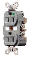HUBBELL WIRING DEVICES HBL8200GY Conector de Entrada de Potencia, Uso Hospitalario, 2P3W, NEMA 5-15R, Hospital Grade Power Entry