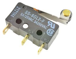 OMRON ELECTRONIC COMPONENTS SS-5GL2-F Interruptor Microswitch, Subminiature, Palanca con Roldana con Bisagra, SPDT, Soldable, 5 A