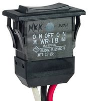 NKK SWITCHES WR18AL Rocker Switch, (On)-Off-(On), SPDT, Non Illuminated, Panel Mount, Black, WR Series