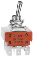 NKK SWITCHES S42F Interruptor (Switch) de Palanca, Encendido-Encendido, 4PDT, No Iluminado, S Series, Panel Mount