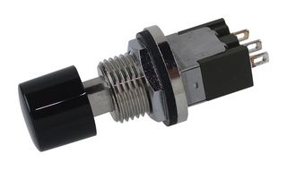 NKK SWITCHES MB2011SB3W01-DA Botón Pulsador, MB2000 Series, 12.5 mm, SPDT, Encendido-(Encendido), Roldana, Negro