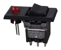 NKK SWITCHES M2022TJW01-FA-2A-C Interruptor (Switch) de Balancín, Encendido-Nada-Encendido, DPDT, con Iluminación, Panel Mount