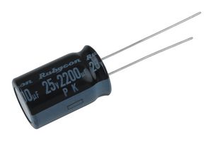RUBYCON 25PK2200MEFC12.5X20 Capacitor Electrolítico, Miniatura, 2200 µF, 25 V, ± 20%, Pin de PC, 2000 horas a 85°C, Polar