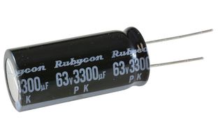 RUBYCON 63PK3300MEFC18X40 Capacitor Electrolítico, Miniatura, 3300 µF, 63 V, ± 20%, Pin de PC, 2000 horas a 85°C, Polar