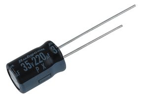 RUBYCON 35PX220MEFC8X11.5 Capacitor Electrolítico, Miniatura, 220 µF, 35 V, ± 20%, Pin de PC, 2000 horas a 105°C, Polar