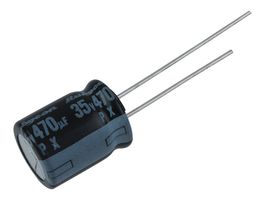 RUBYCON 35PX470MEFC10X12.5 Capacitor Electrolítico, Miniatura, 470 µF, 35 V, ± 20%, Conexión Radial, 2000 horas a 105°C, Polar