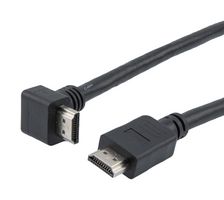 L-COM HD21PRAU-MM-BLK-3M Cable de Audio / Video, PVC, 2.1, 90° HDMI Plug, HDMI Macho, 9.8 ft, 3 m, Negro